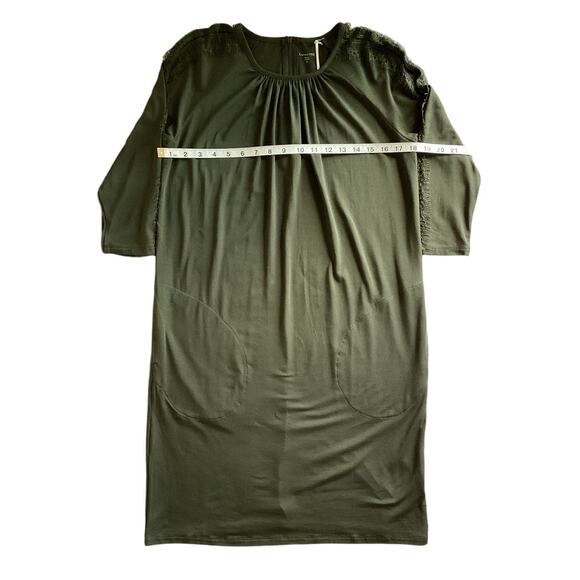 NWT Garnet Hill Luna-Lace Inset Sheath Dress XS Green Stretch Pockets Zip Accent - Picture 12 of 16